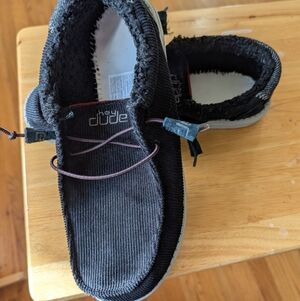 Hey Dude Men's Black Corduroy Slip-Ons